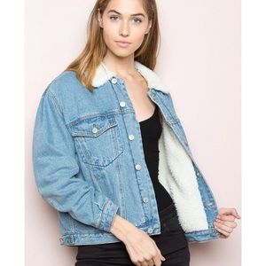 Brandy Melville Shaine denim fur jacket